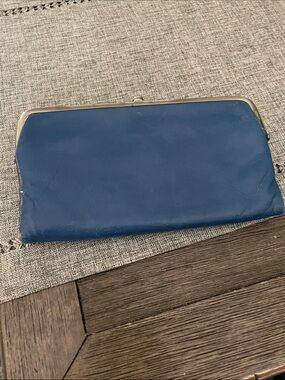 HOBO Blue Leather Frame Clutch Wallet